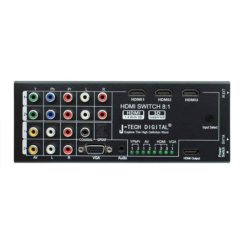HDMI Audio Extractor with 8 Inputs to 1 HDMI Output with Optical / Coaxial 5.1 Channel Support 3D O9805