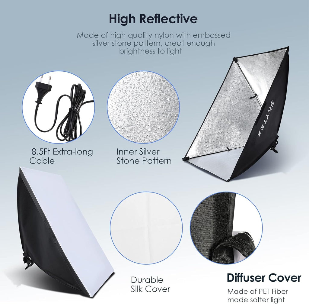 Softbox Continuous Photography Lighting Kit with 2 Soft Boxes and 2 LED Bulbs L5084