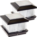 Black 5 inch x 5 inch Solar LED Post Cap Light (2 Pack) J278176