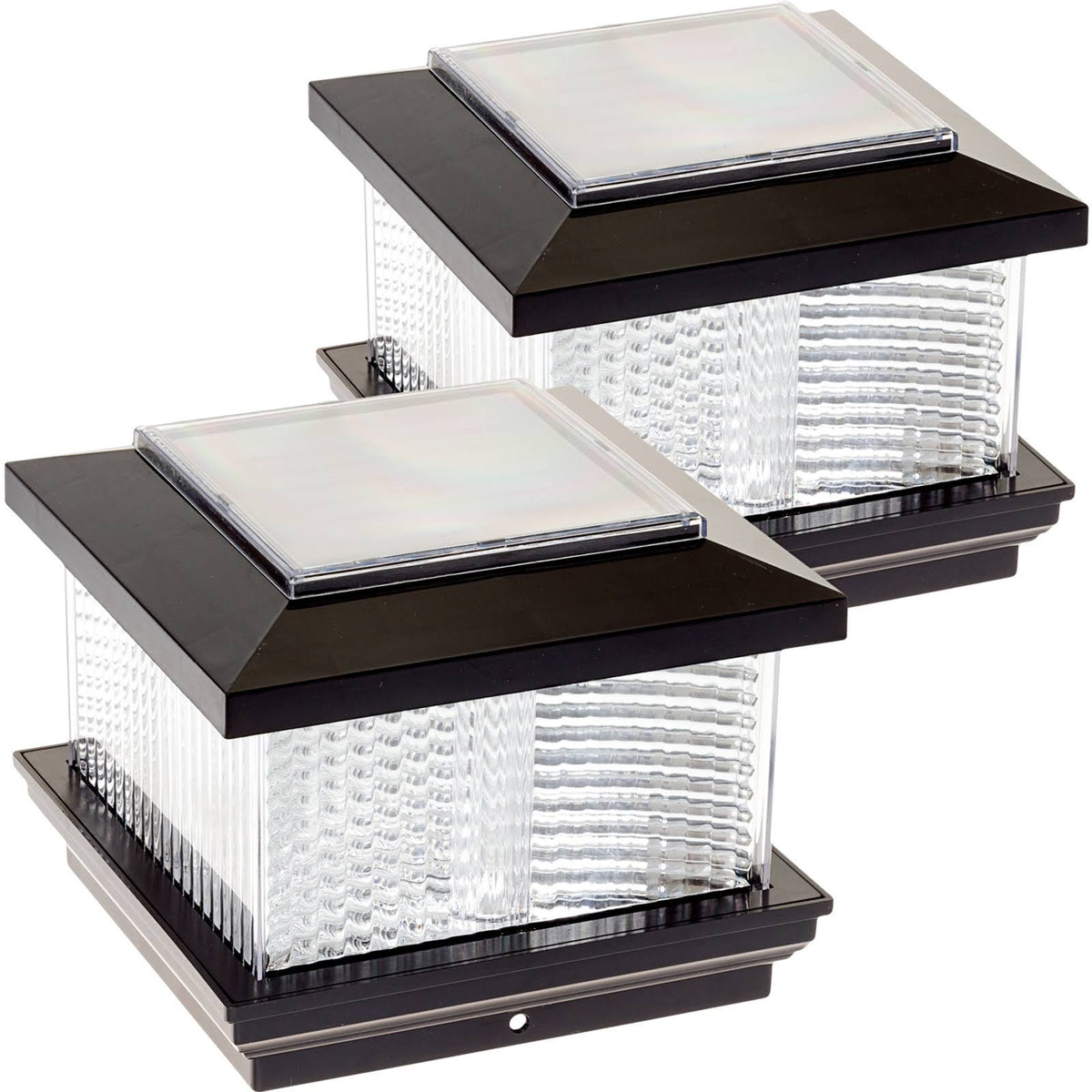Black 5 inch x 5 inch Solar LED Post Cap Light (2 Pack) J278176