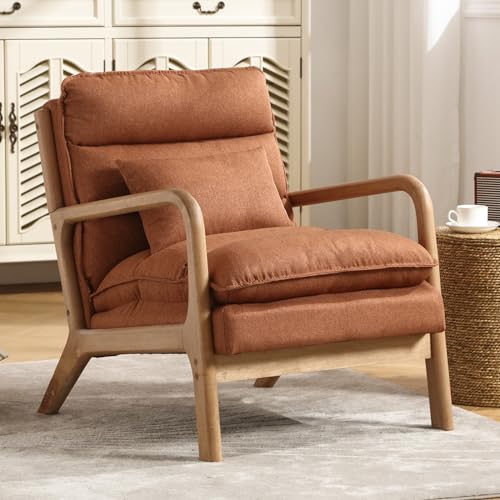 Green Upholstered Accent Chair with Wood Frame Q594
