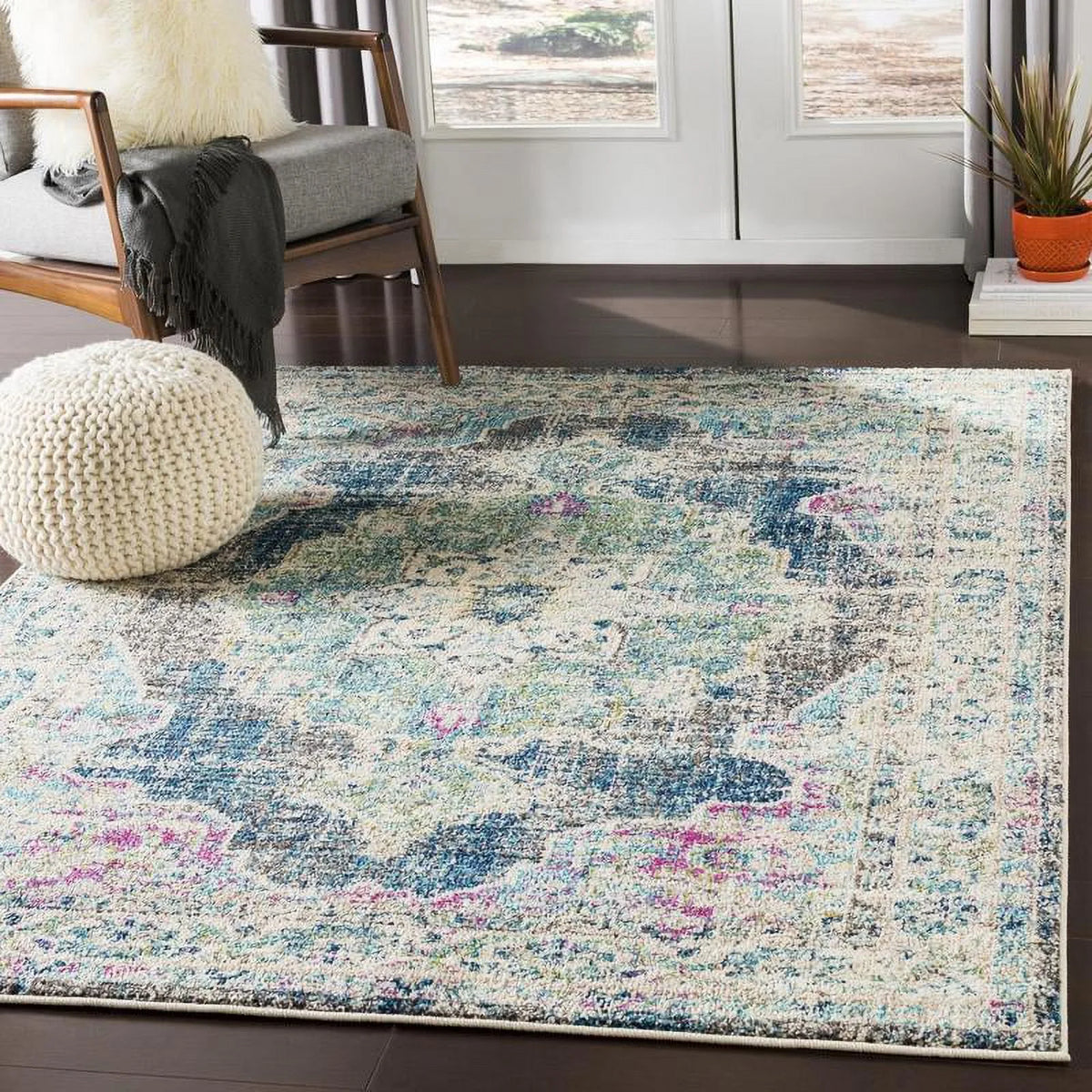 Navy Traditional Runner Area Rug T8069