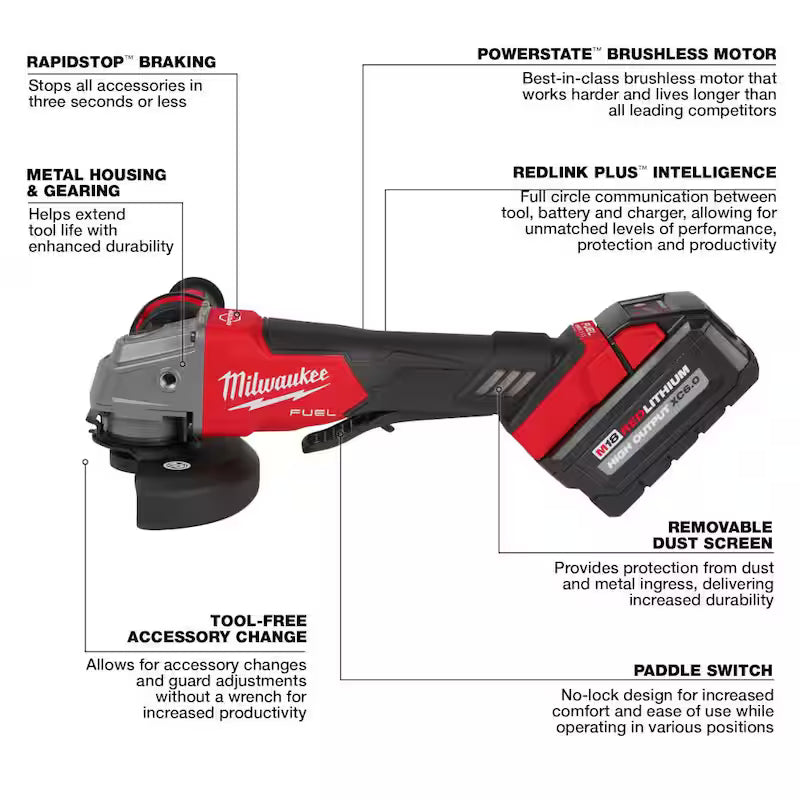 18V Brushless Cordless 4-1/2 in./5 in. Grinder with Reciprocating Saw Z50096