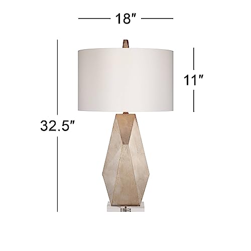 32 1/2" Tall Geometric Mid Century Modern End Table Lamps Set of 2 Champagne Gold R921