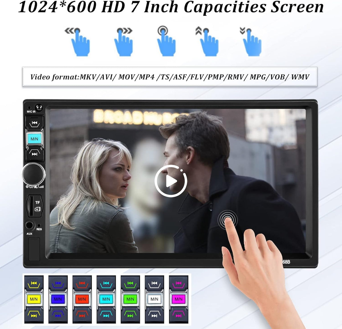 2 Din 7 Inch Touch Screen Car Stereo with Bluetooth B645