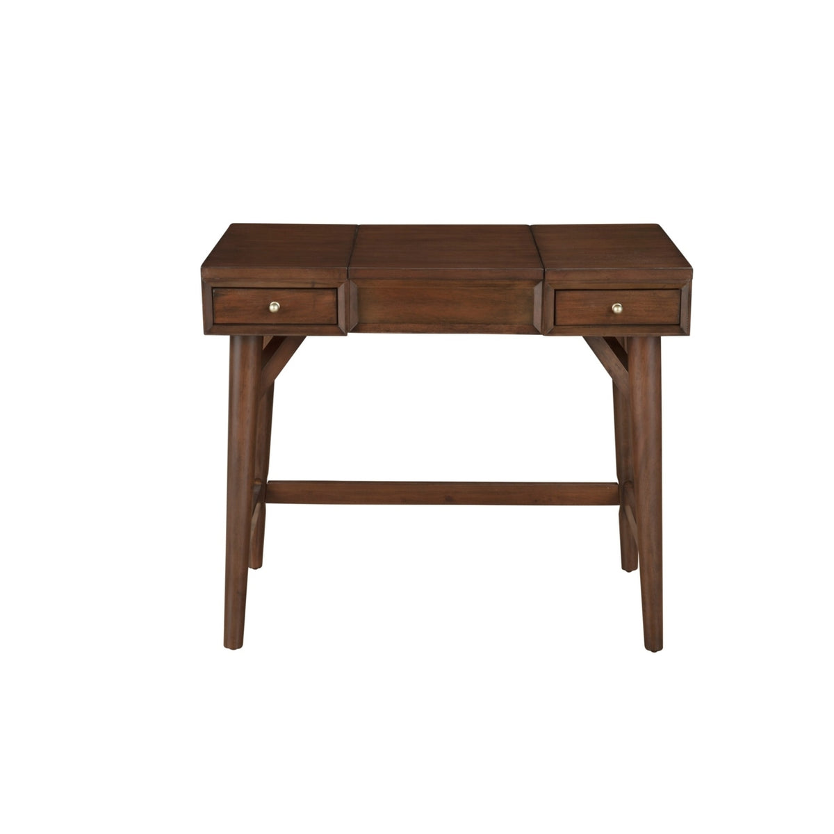 Mahogany Walnut Brown 2 Drawer Vanity Desk with Flip Up Mirror R436