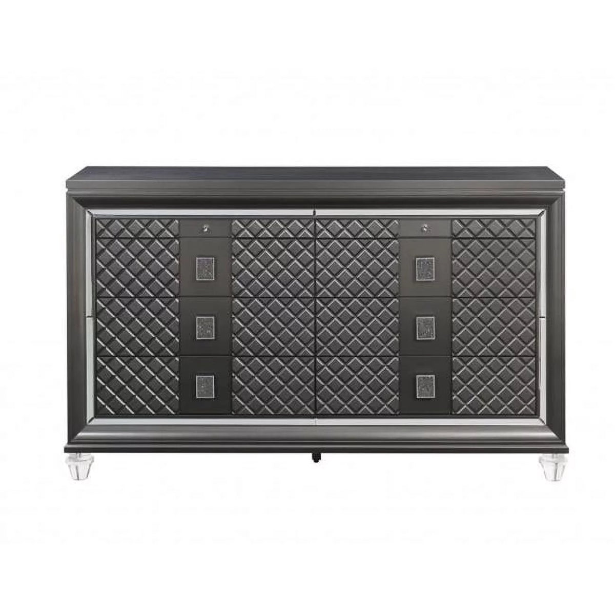 Metallic Gray 8 Drawer Wood Dresser U5285