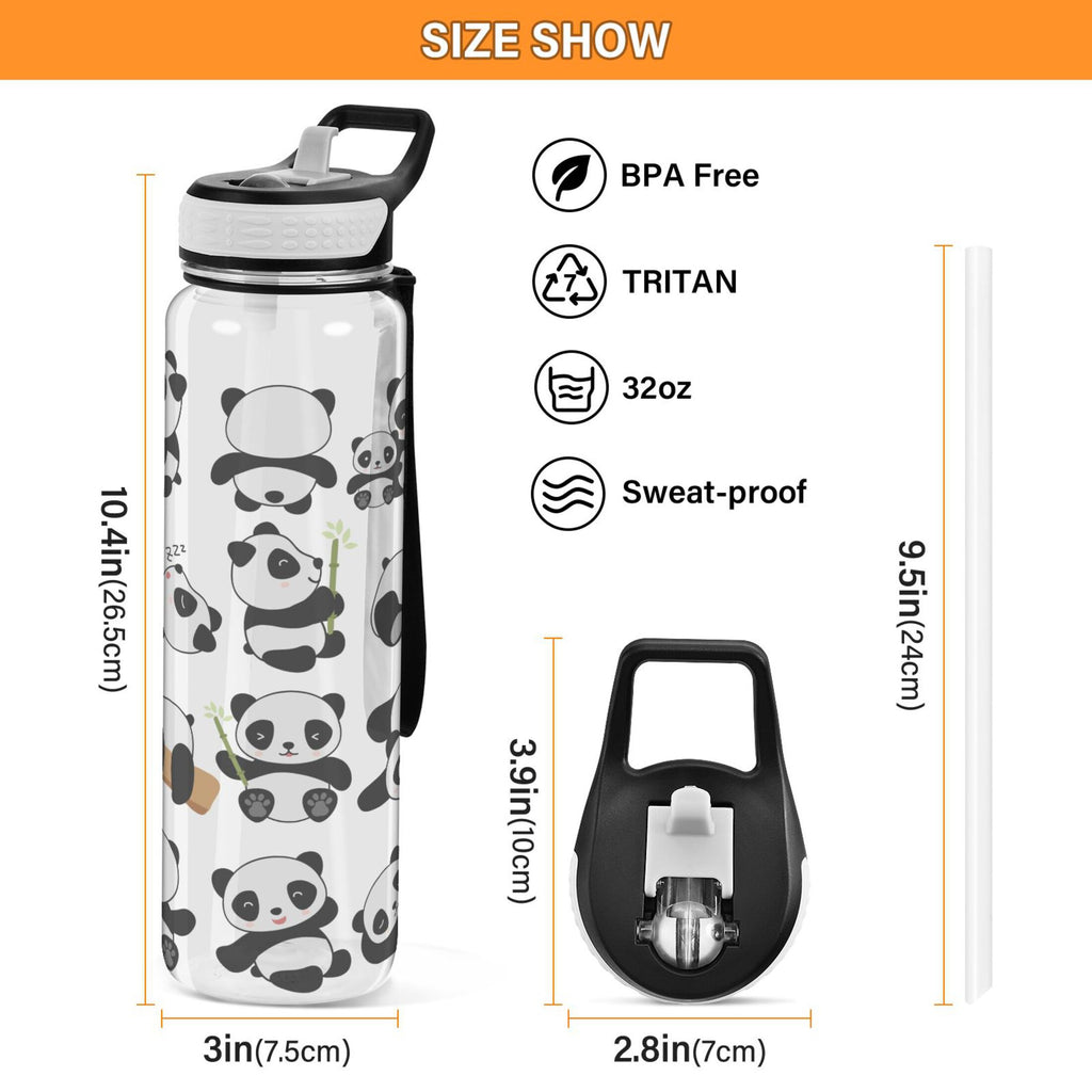 32oz Tritan Leakproof Clear Water Bottle with Straw H1511