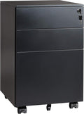 Black 3 Drawer Locking Metal File Cabinet P1147