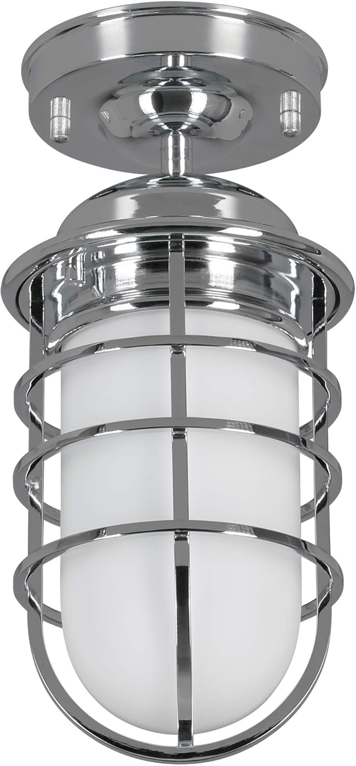Dimmable Wall Light with Metal Wire Cage and Frosted Glass B8836