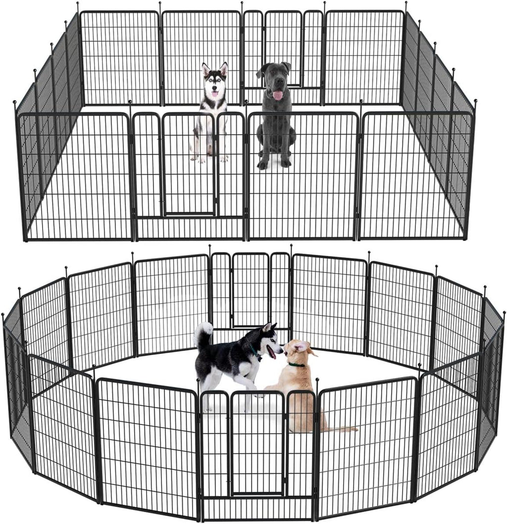 Dog Playpen 8/16/24/32 Panels 24/32/40-Inch Height Pet Fence Gate with Doors T12914