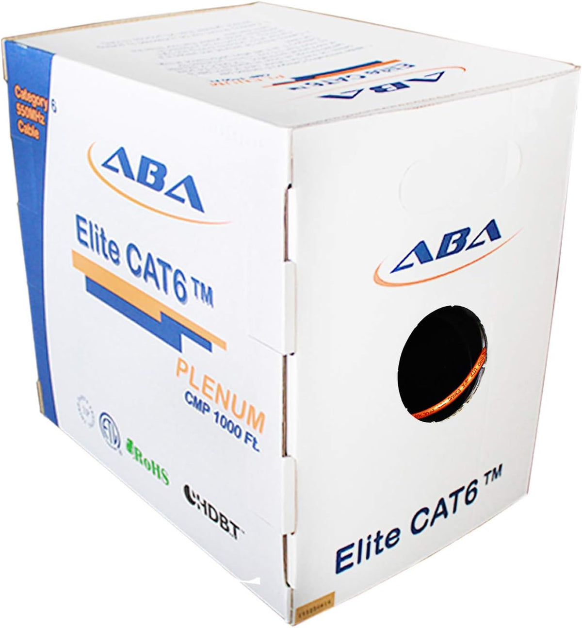 CAT6 Plenum (CMP) Ethernet Cable 1000ft, UTP 23AWG Solid Bare Copper, Blue N988