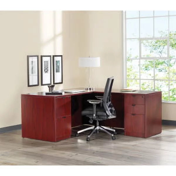 Mahogany Laminate 2 Drawer Double-Pedestal Credenza G32708