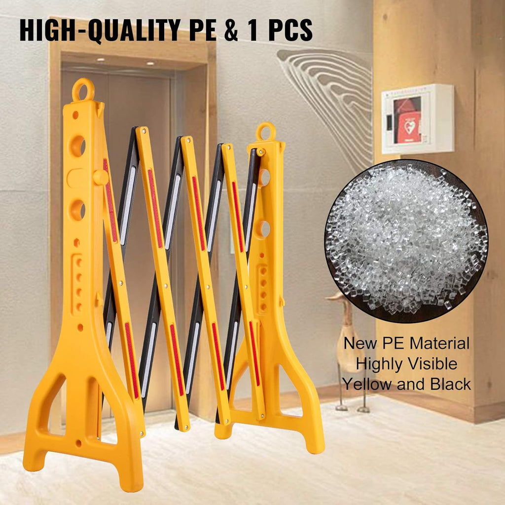 Expandable Mobile Plastic Safety Barricade 8.3ft Width 38” Height with Reflectors with 1 Chain L209976