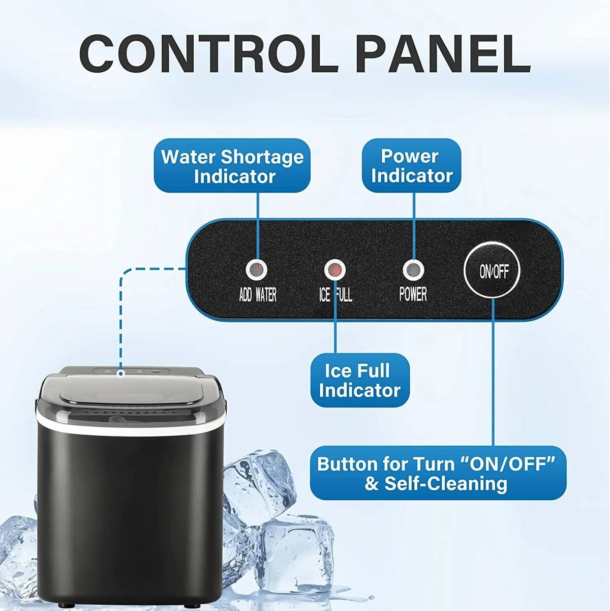 Portable Self-Clean Ice Machine with Scoop and Basket K7814