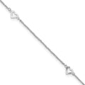 14 Karat White Gold Diamond-cut Hearts Anklet Y6247