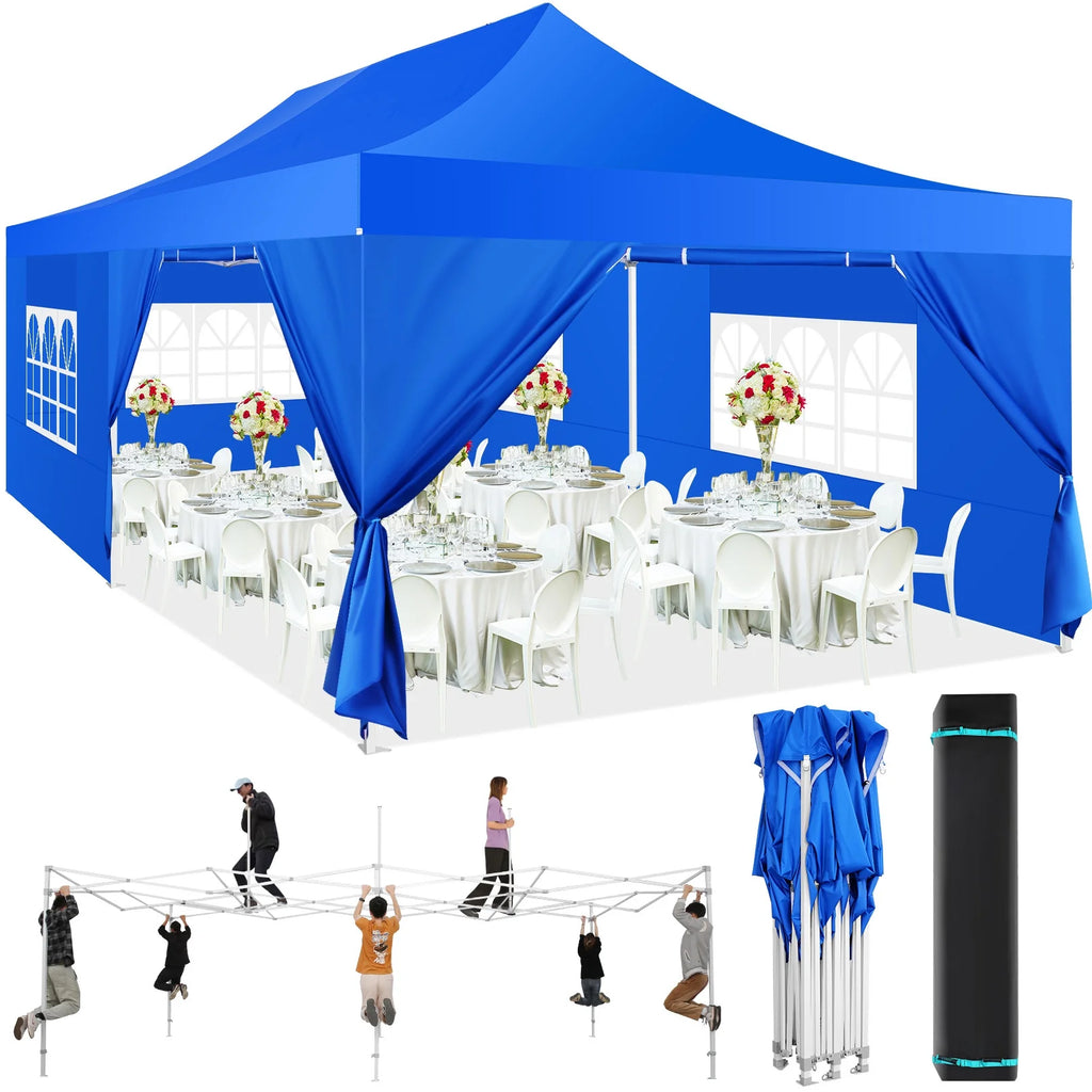 13x26 Heavy Duty Canopy Party Tent with Side Walls Blue O3762