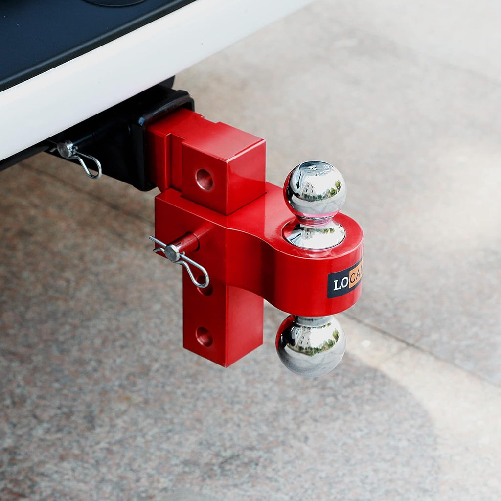 Adjustable Aluminum Trailer Hitch with Double Stainless Steel Pins, Red G3589