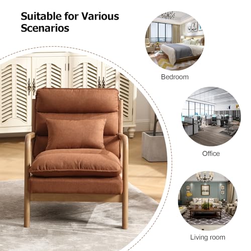 Green Upholstered Accent Chair with Wood Frame Q594