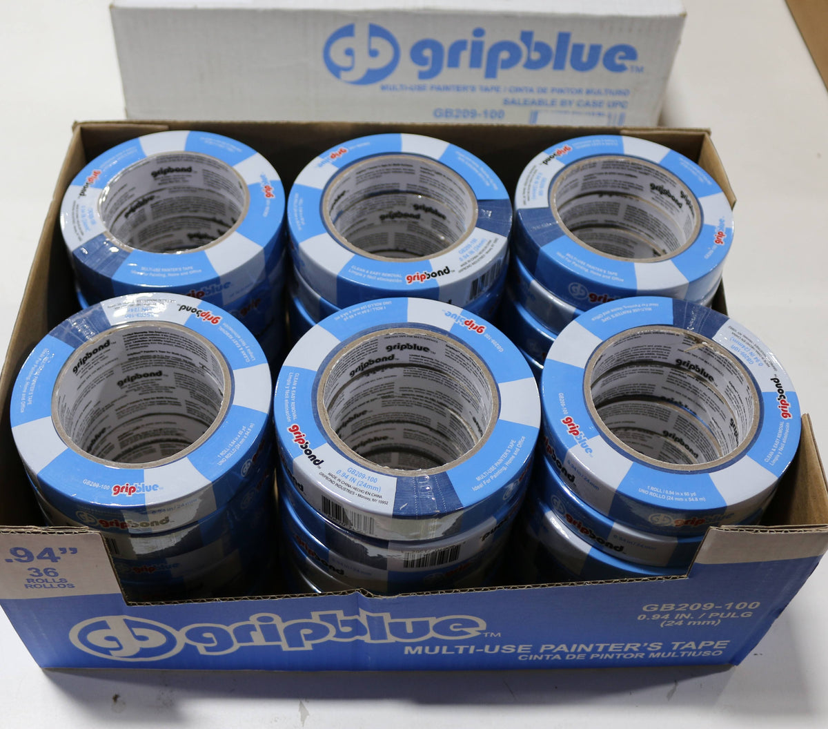 Blue Painters Tape 0.94/24mm x 60 yds Case of 36 Rolls Crepe Paper Masking Tape J3375