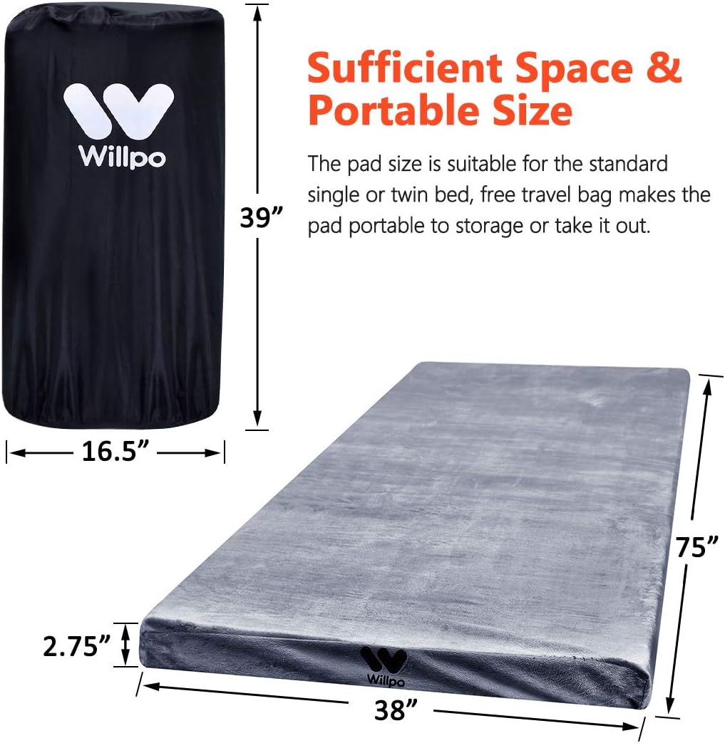 Memory Foam Camping Mattress Small Single 72x24x2.37 Single 75x30x2.75 Twin 75x38x2.75 Portable Sleeping Pad with Removable Waterproof Cover O4183