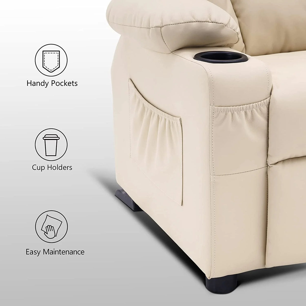 Faux Leather Recliner Chair with Cup Holders N49783