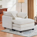 40" Chenille Lounge Chair with Ottoman (Beige, 1-Seat) A102826