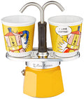 Yellow Aluminium Moka Set includes Coffee Maker 2-Cup (2.8 Oz) + 2 shot glasses B18798
