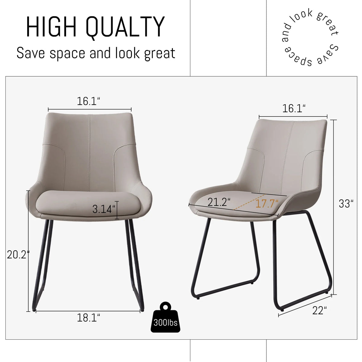 Faux Leather Dining Chair Set of 2 U28444