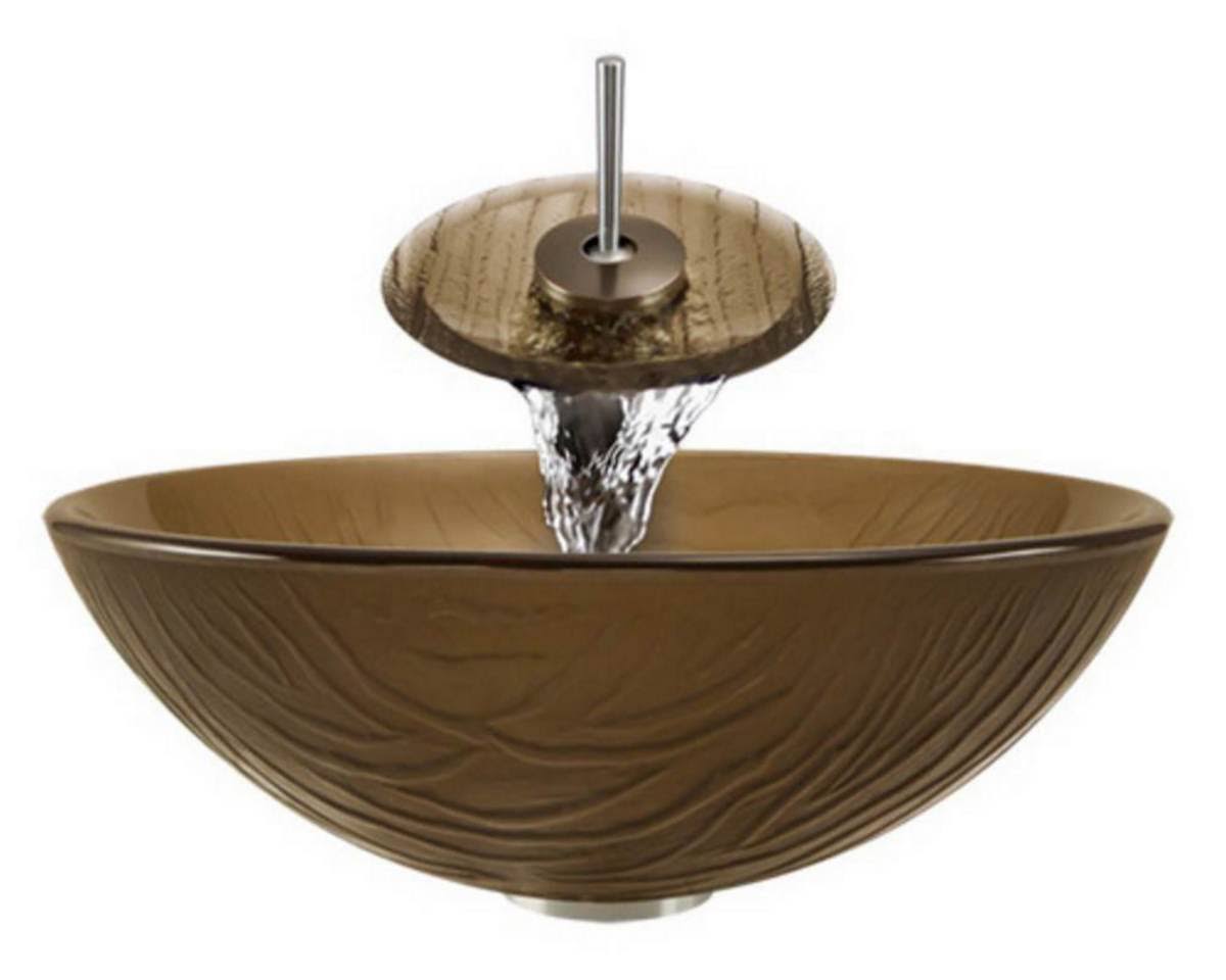 Glass Vessel Bathroom Sink with Pop Up Drain P92864