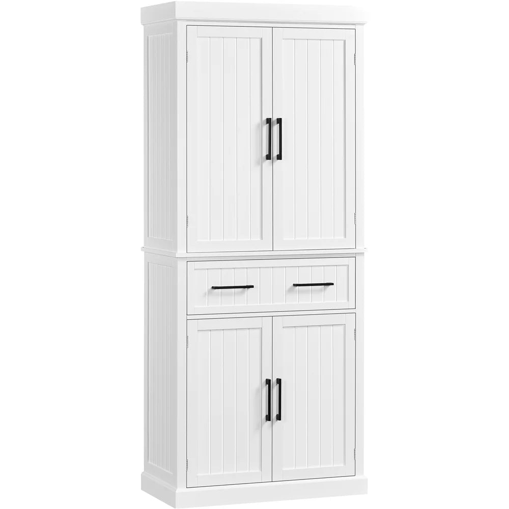 White Kitchen Pantry Cabinet with Doors and Adjustable Shelves X190629