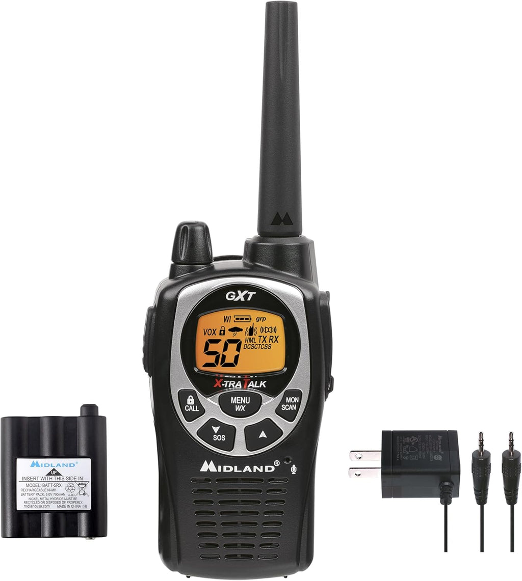 50 Channel Waterproof GMRS Two-Way Radio Black/Silver Pair Pack I70123