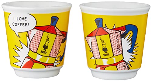 Yellow Aluminium Moka Set includes Coffee Maker 2-Cup (2.8 Oz) + 2 shot glasses B18798
