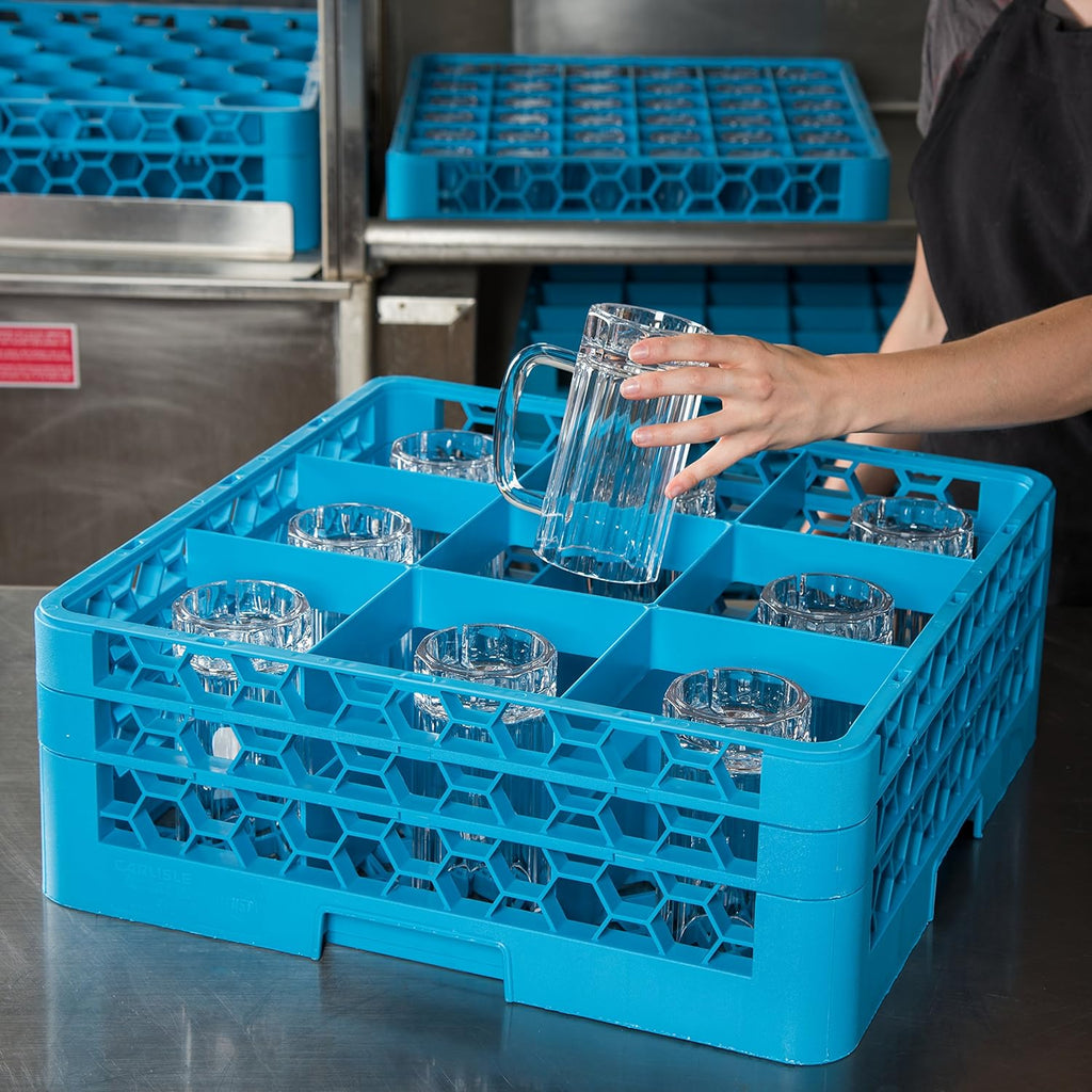 9 Compartment Glass Rack with 2 Extenders, Blue (Pack of 3) M322455