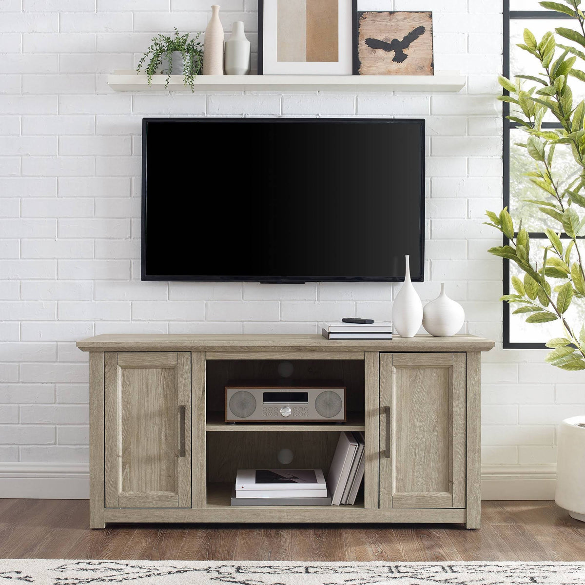 Frosted Oak Low Profile TV Stand L465