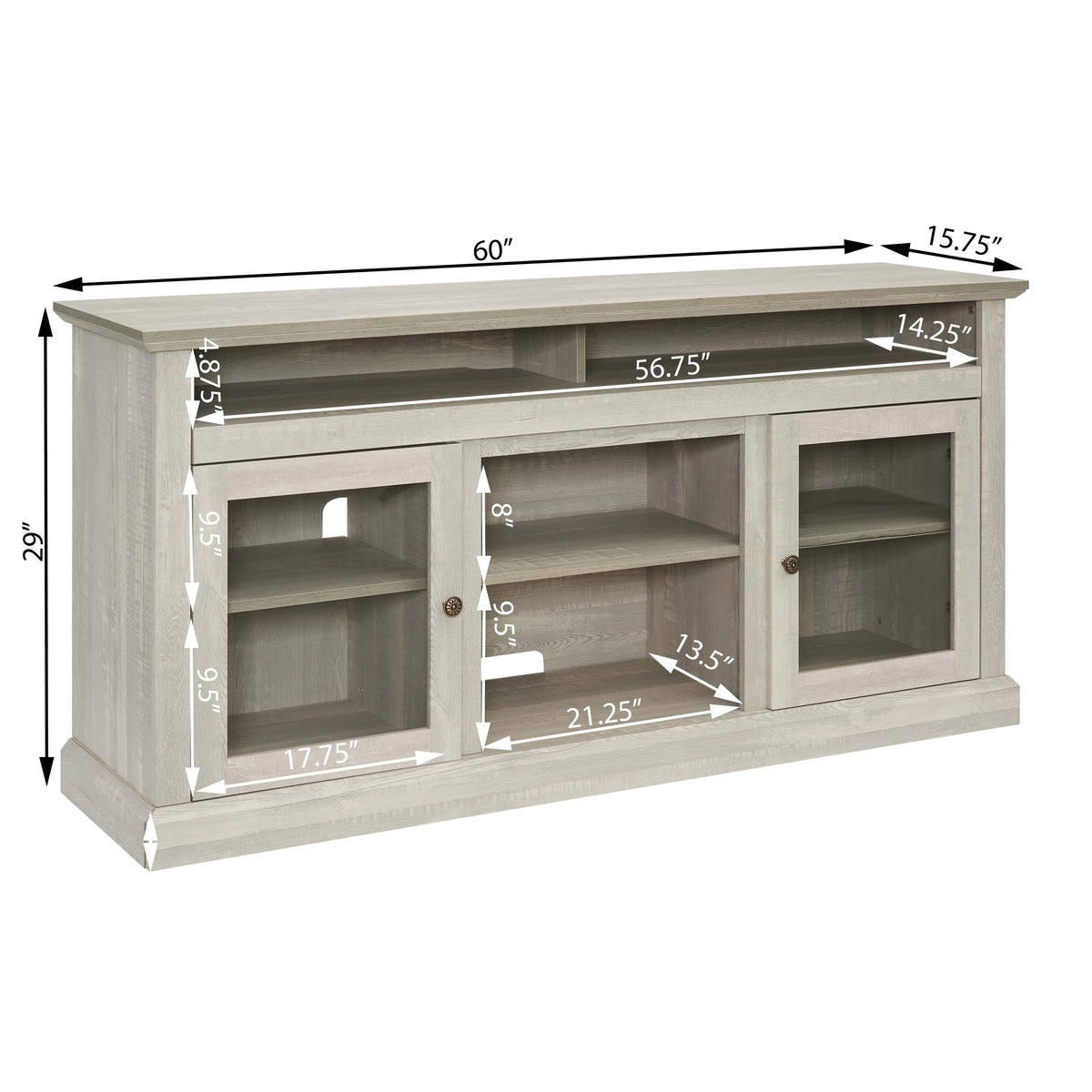 Espresso TV Stand with Storage and Cabinet D3781
