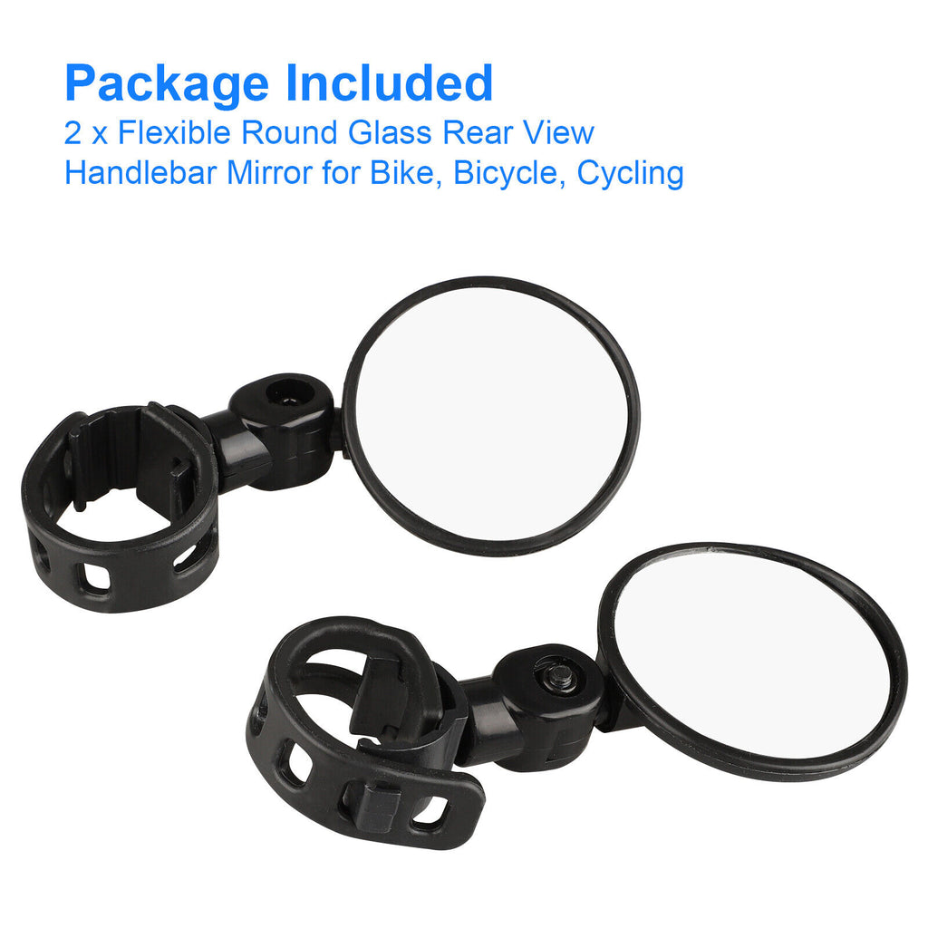 2Pcs Mini Bicycle Rotaty Handlebar Glass Cycling Rear View Mirror V24675