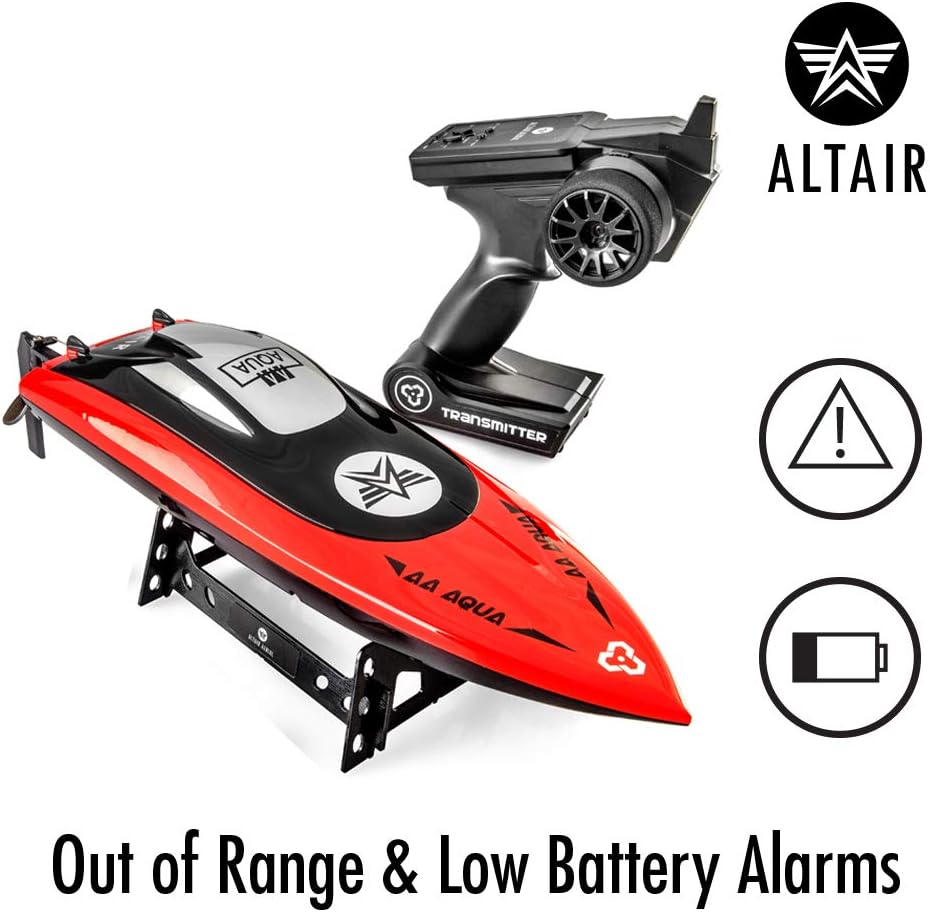 RED RC Boat with 2 Batteries, 30 km/h E10820