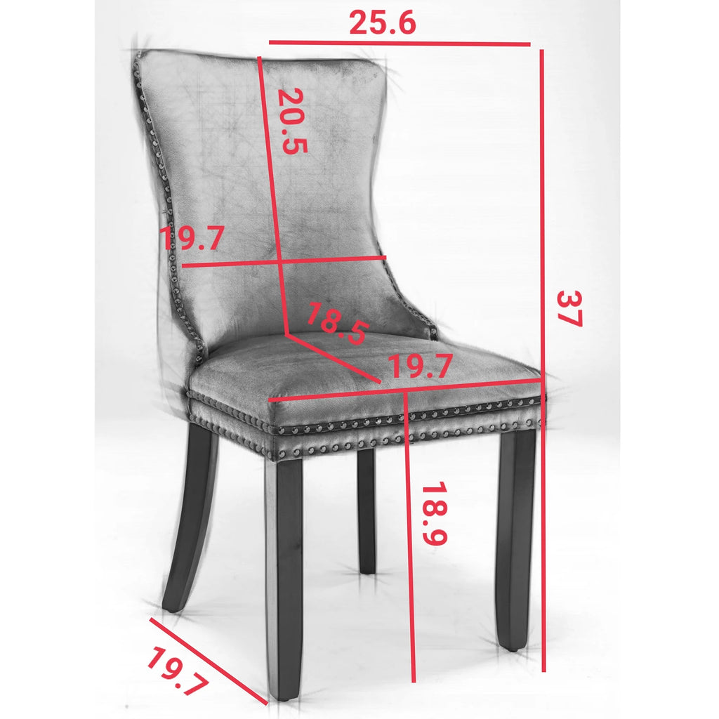 Black Velvet Upholstered Dining Chairs Set of 2 Solid Wood Wing Back Accent Chairs H29852