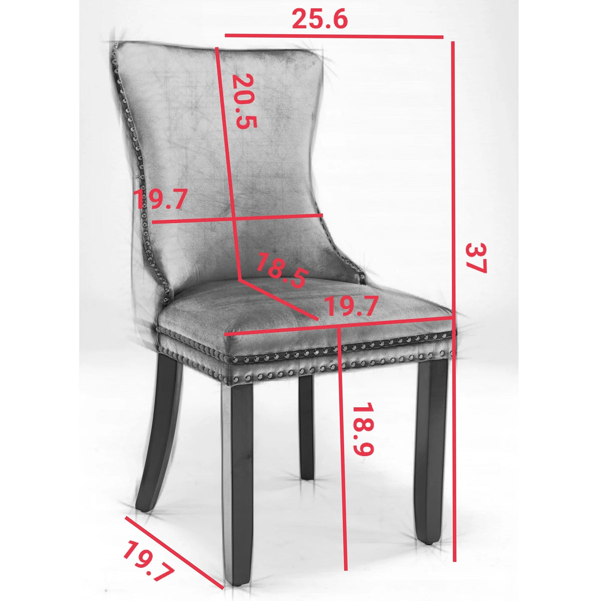 Black Velvet Upholstered Dining Chairs Set of 2 Solid Wood Wing Back Accent Chairs H29852