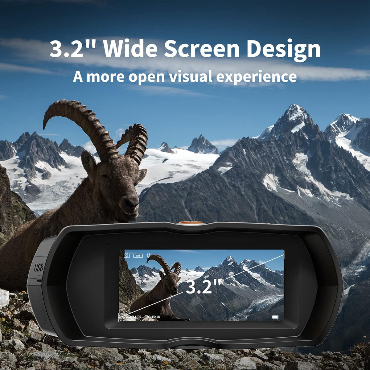 Night Vision Goggles with 10X Optical Zoom, 1080P Video, 3.2 LCD, Rechargeable Battery V7320