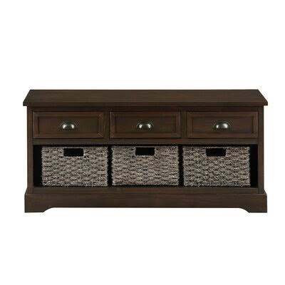 Wicker Storage Bench with 3 Drawers and 3 Woven Baskets E413