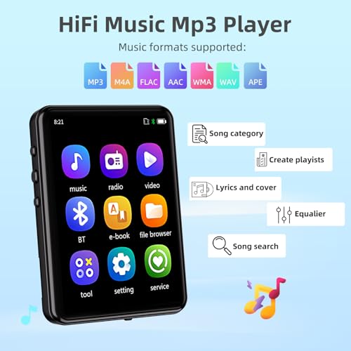 Black 32GB Bluetooth MP3 Player with Touch Screen E558