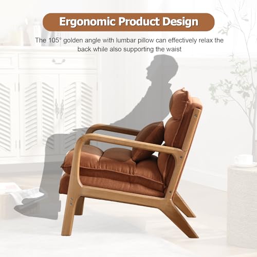 Green Upholstered Accent Chair with Wood Frame Q594