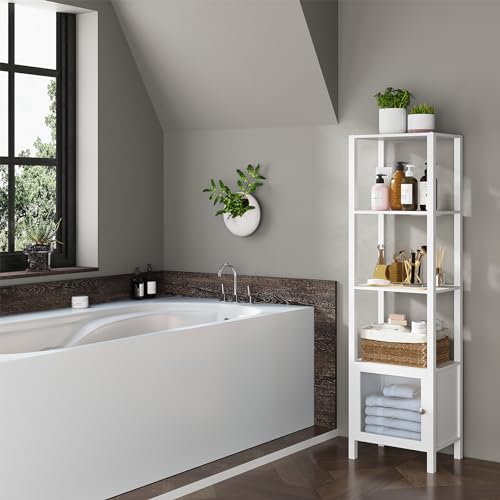 6 Tier Narrow Bookcase with Door T998290