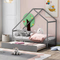 Twin Size Gray Wooden House Bed with Trundle Z9567