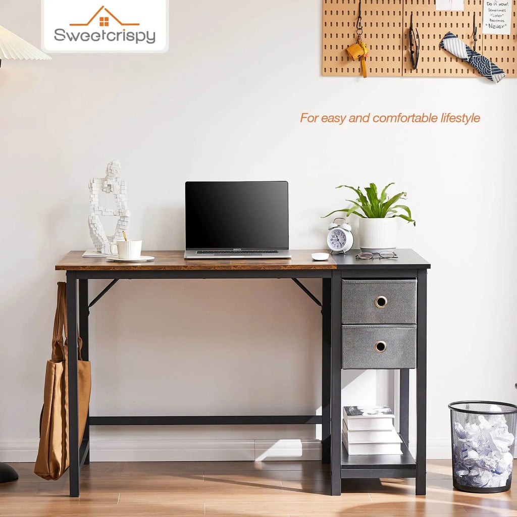 Black Wood 40In Writing Desk with 2-Tier Drawers T923018