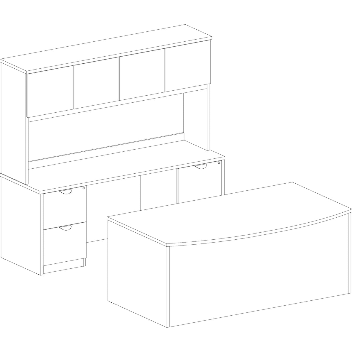 Mahogany Laminate 2 Drawer Double-Pedestal Credenza G32708