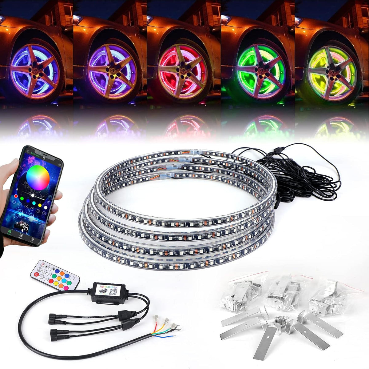 15.5 inch RGB LED Wheel Ring Light Kit 4PCS W39736