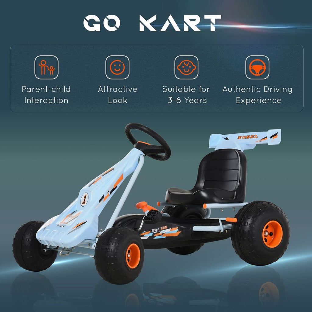 White Plastic Pedal Go Kart with Adjustable Seat I282